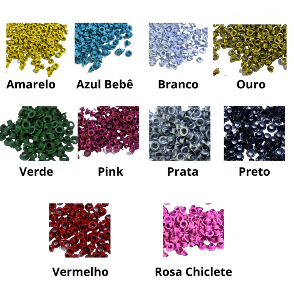 Kit 1000 unidades ilhós alumínio N°54 10 Cores Sortidas Scrapbook Encadernação Artesanato em Oferta na Shopee