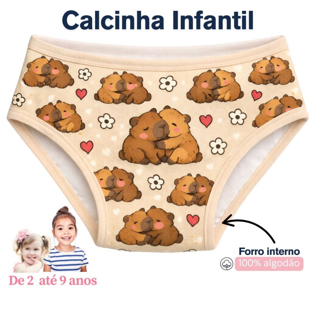 Kit 10 ou 5 Calcinhas Infantis Para Meninas De 2 a 9 anos Forro 100% Algodão