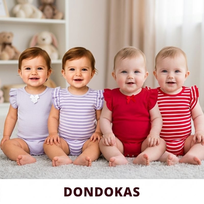 Kit com 2 ou 4  body Bebe Menina com Bodies Babadinho Roupa de Bebê Veste até 9 meses Kit 2 ou 4 Bori Bebe