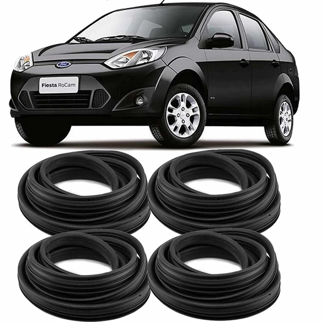 Kit Borrachas de Vedação 4 Portas Fiesta Hatch Sedan 2002 Até 2013