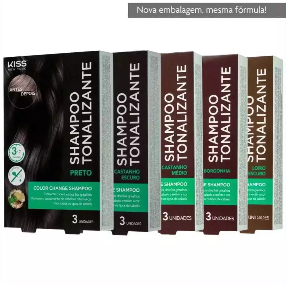 Shampoo Tonalizante Color Change KISS NEW YORK com 3 sachês Sem Amônia em Oferta na Shopee