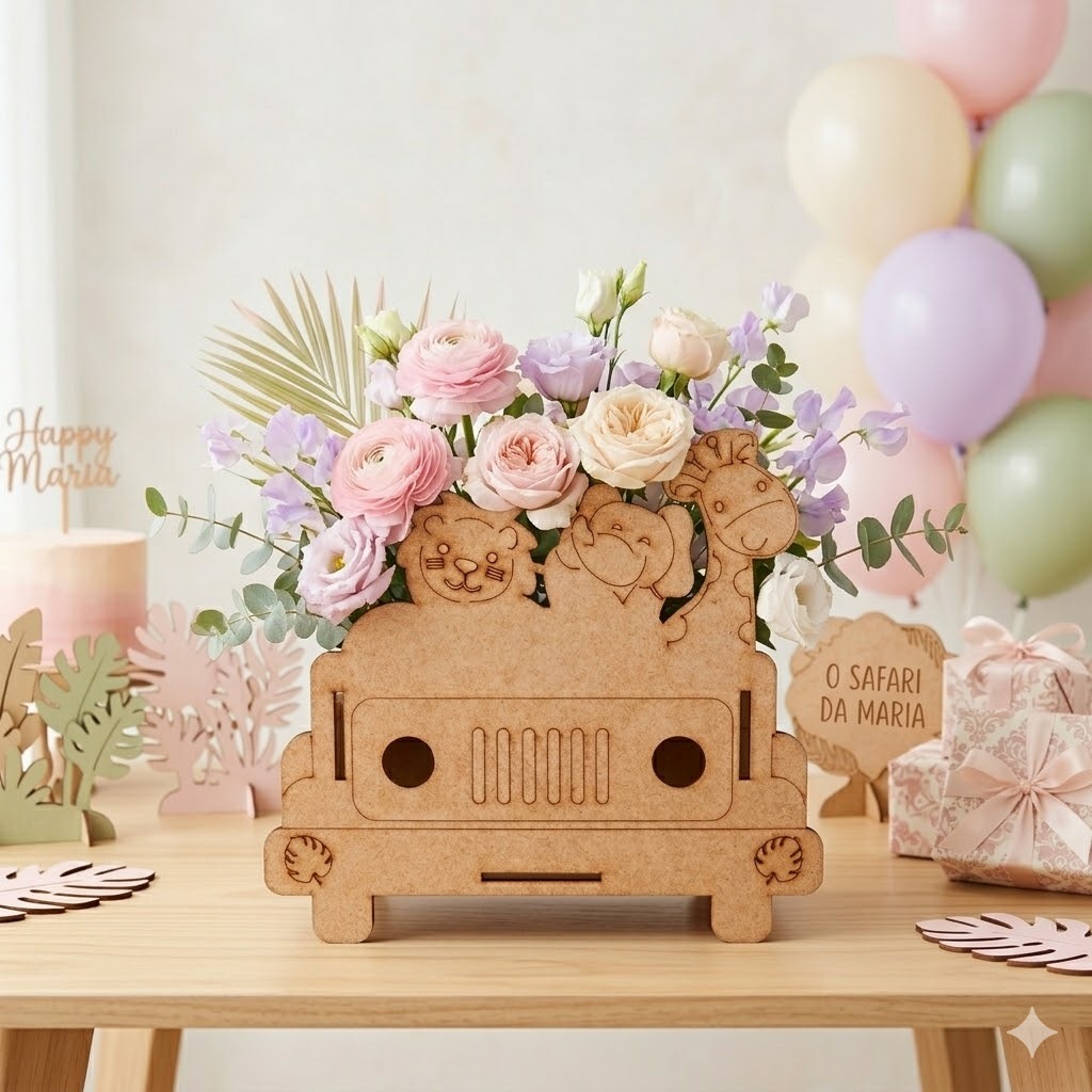 Oferta! Kit 15 Centro de Mesa Safári Animais para Aniversários Cachepô em MDF em Oferta na Shopee