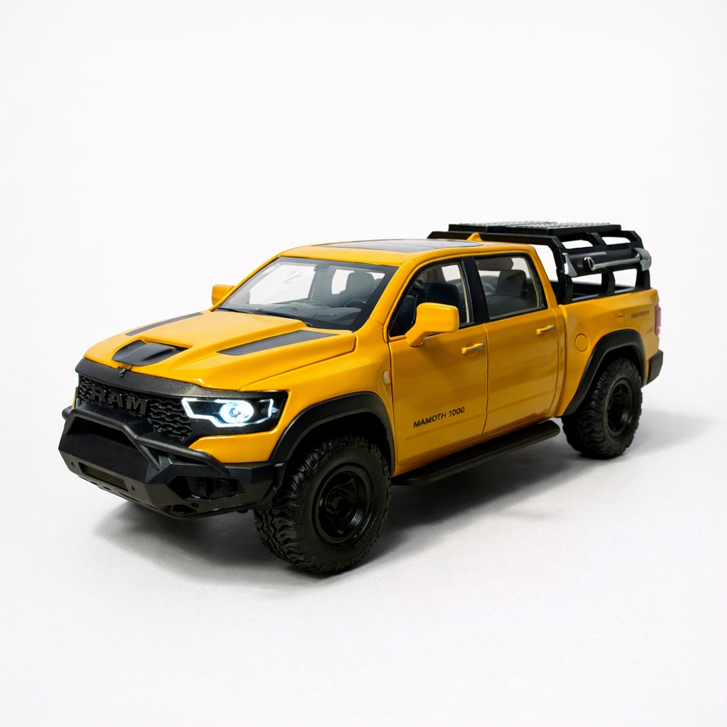 Miniatura Dodge Ram Pickup 1:32 Metal Diecast Luz Som Fricção Abre Portas Caminhonete Colecionável