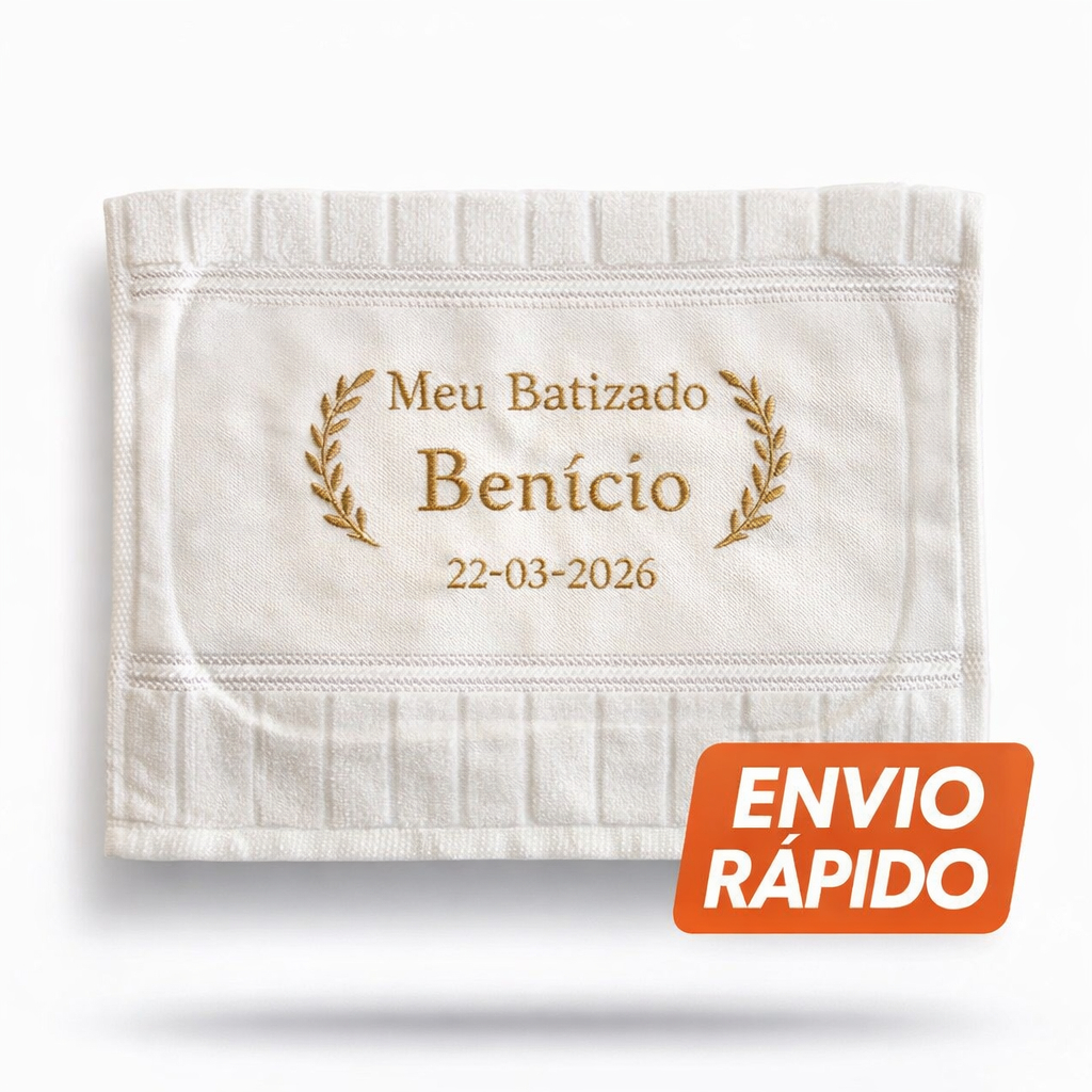Toalha para Batismo | Personalizada Bordada Com Nome | Dohler 30cm x 45cm Bordada | Batizado