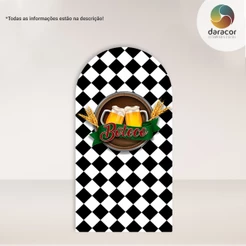 Capa de Painel Vertical Boteco Xadrez Retangular c/overloque e Romano c/ elástico FACE ÚNICA