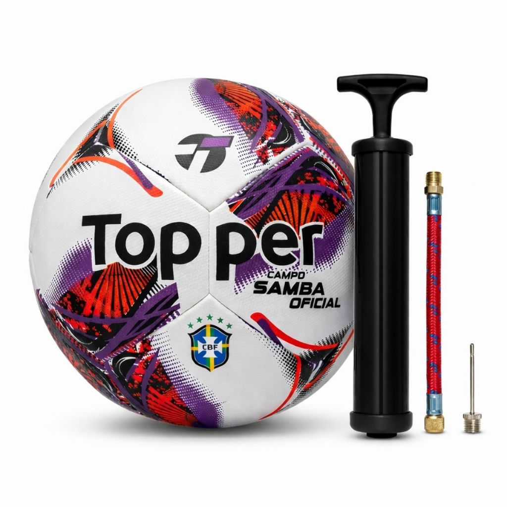 Bola de Futebol Campo Topper Samba Termotec Tamanho N°5 + Bomba de Ar