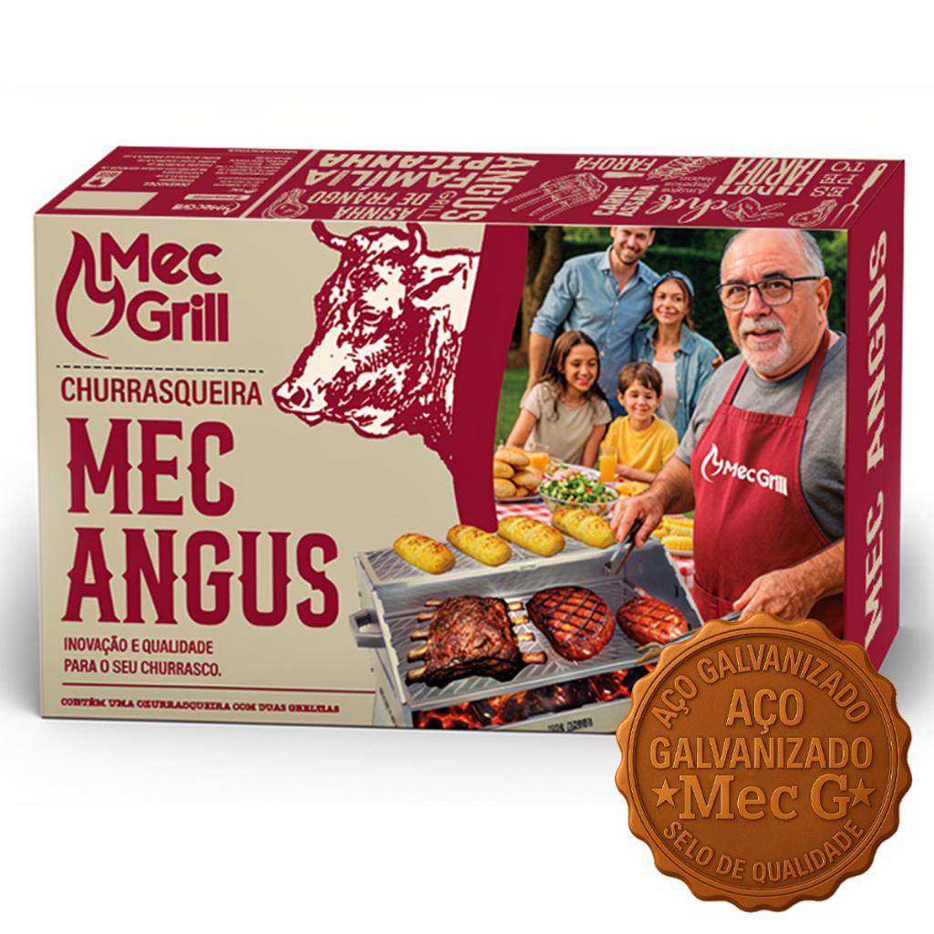 Churrasqueira A Carvão Aço Inox Galvanizado Desmontável Duas Grelhas Mec Angus 65X40 Mec Grill em Oferta na Shopee
