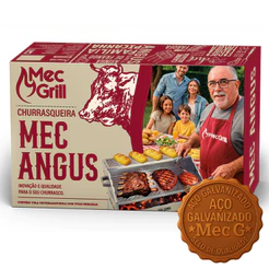Churrasqueira Portátil a Carvão Aço Inox Galvanizado Desmontável Duas Grelhas Mec Angus 65X40
