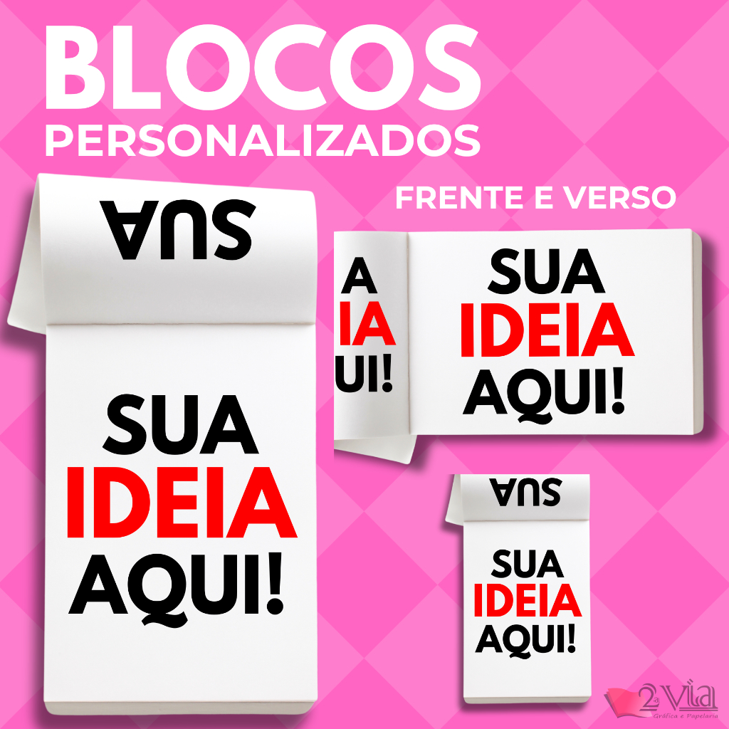 Blocos, Comandas, Receituários e Talões Personalizados | Bloco Impressão Colorida de 50 a 100 Folhas