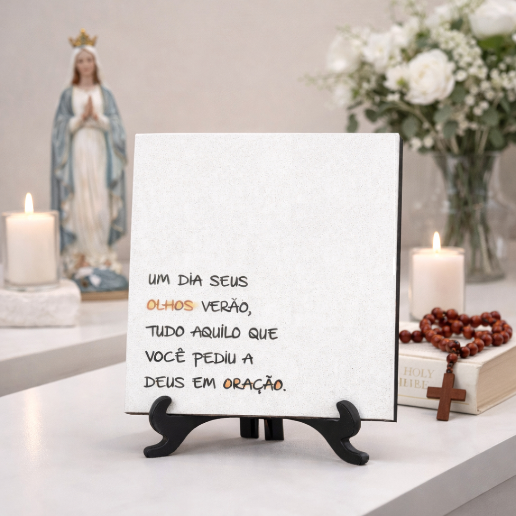 Imagem Quadro Decorativo Frase Religiosa Cristã Motivacional Espiritual Esperança Fé Oração Sala Quarto MDF