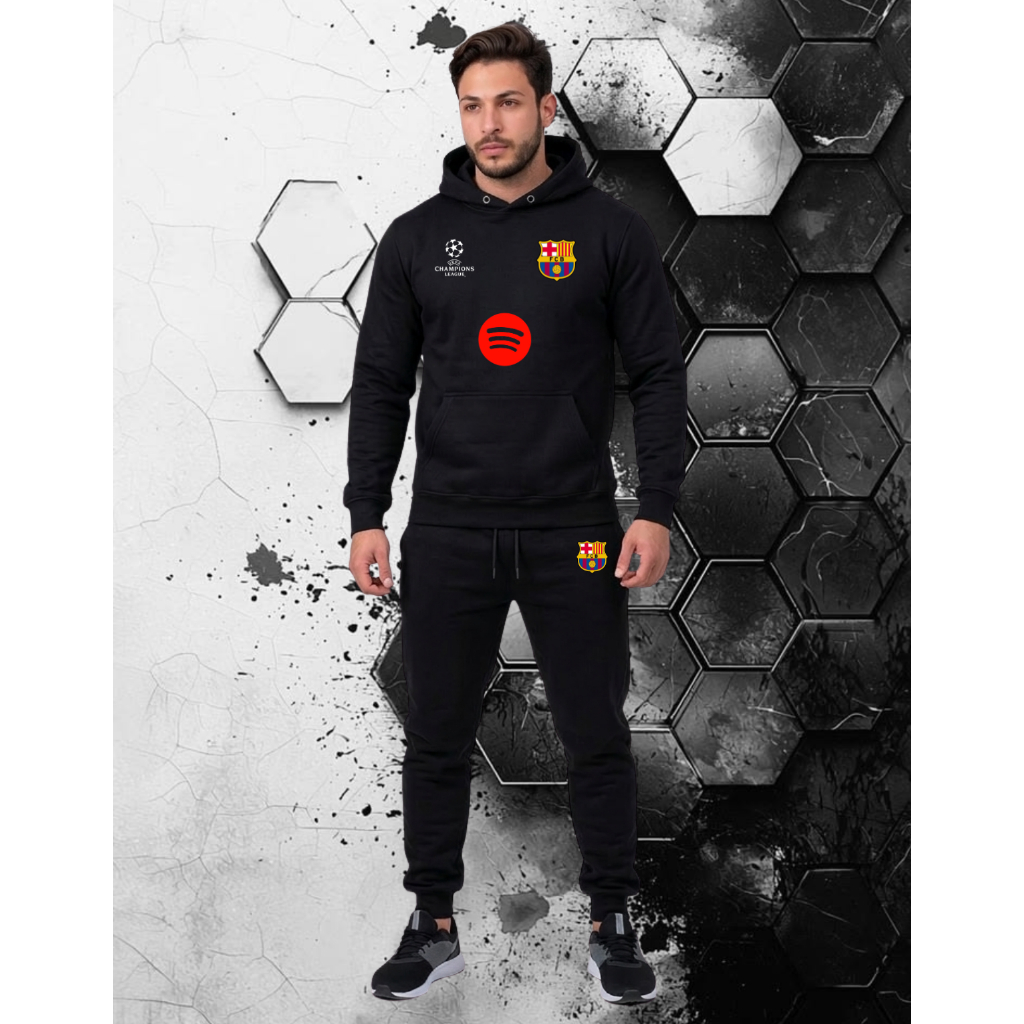 Conjunto Adulto Moletom E Calça De Frio Barcelona