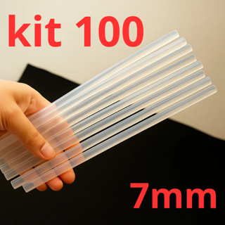 Kit 100 Bastão Refil Cola Quente Fina 7mm Transparente em Oferta na Shopee