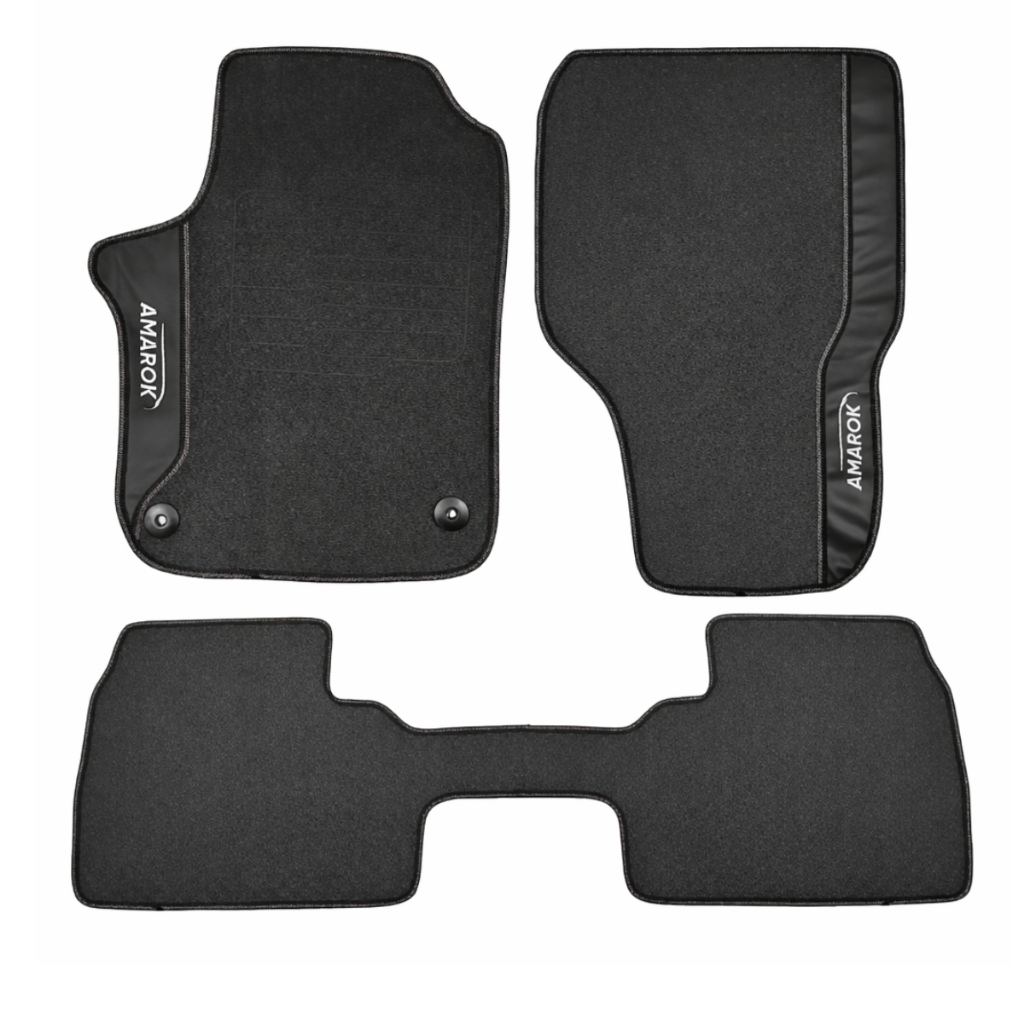 Tapete Emborrachado Amarok 2010-2026 Proteção Total Carpete Kit com 3 peças impermeável
