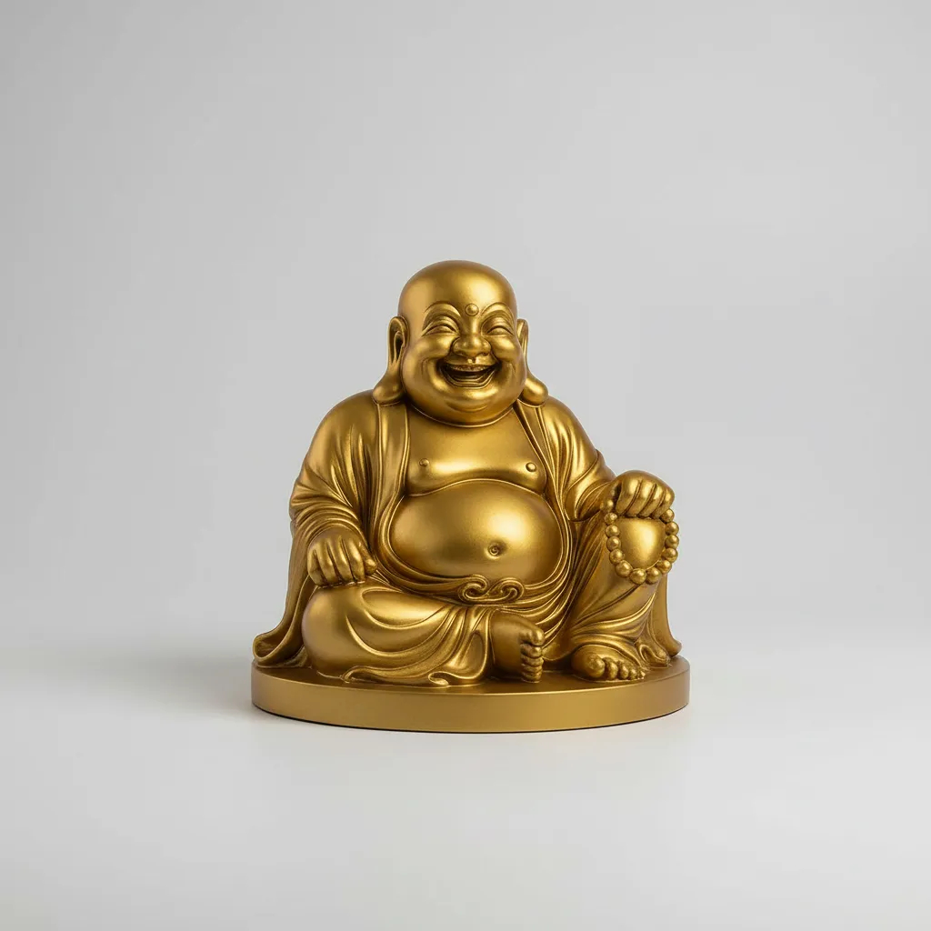 Imagem Escultura Estatua Buda Sorridente Fartura Alegria Decoração