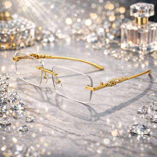 Óculos de Sol Cheetah de Metal Sem Aro Unissex em Oferta na Shopee