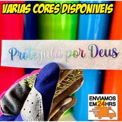 [15x2,4cm] Adesivo | Protegida por Deus | Fundo vazado