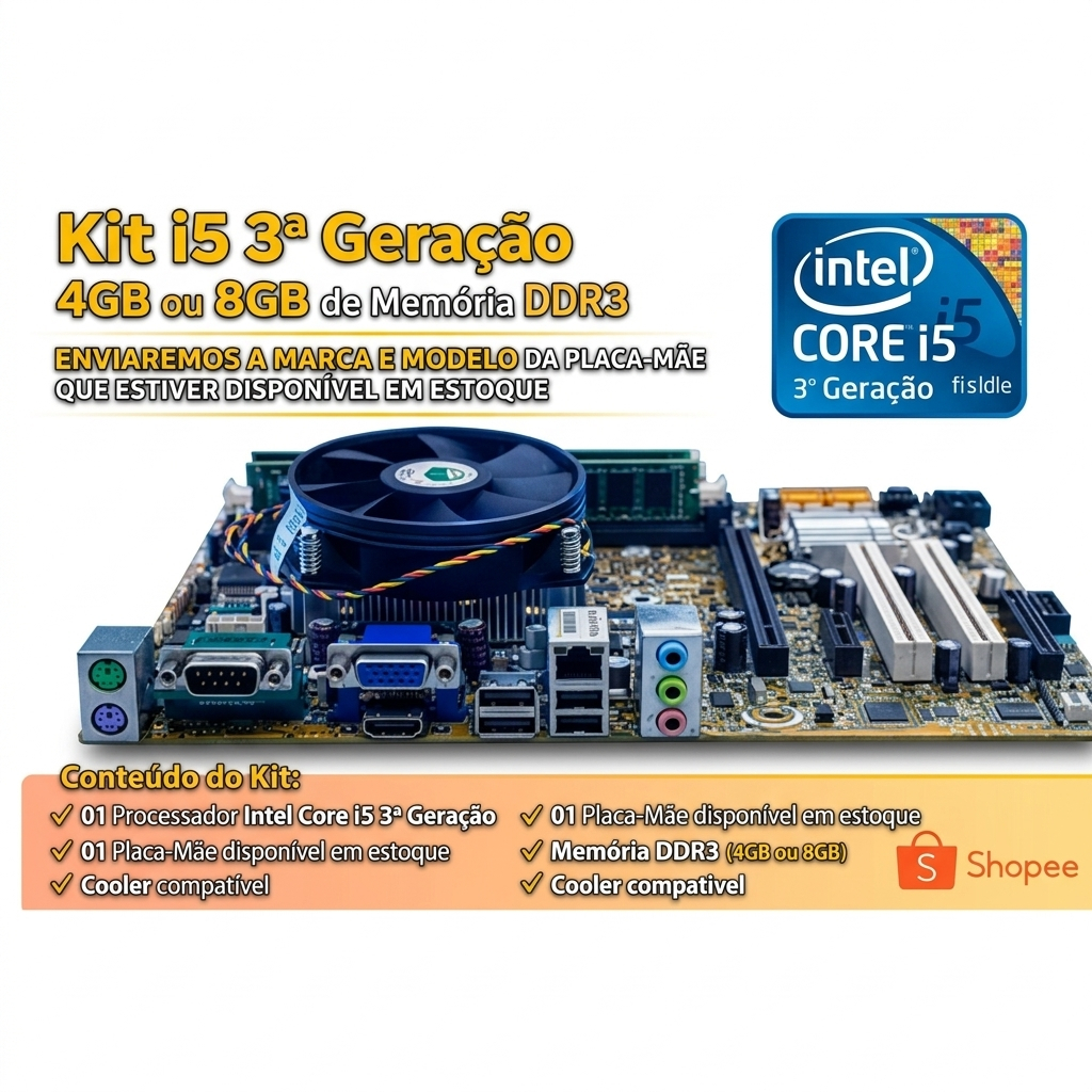 Kit i5 - 3ªGeração +4GB OU 8GB DDR3 LGA 1155 ( Diversas Marcas E Modelo , Enviamos Marca Disponível em Estoque )