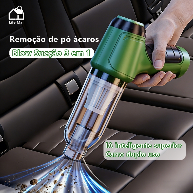 Aspirador Sem Fio 5 em 1 9000Pa Bivolt Portátil Recarregável para Casa e Carro