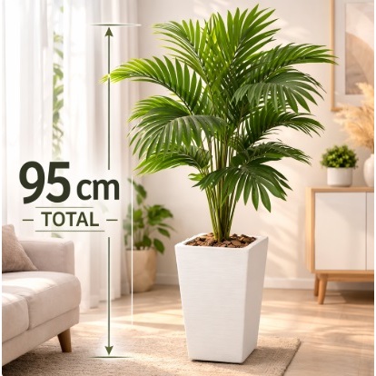 Planta Artificial Palmeira Grande  24 Folhas com Vaso Decorativo Sala Escritório
