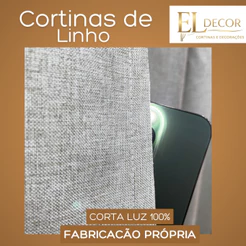 Cortina linho 100% cortaluz blackout no tecido para sala ou quarto