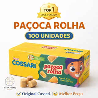 Paçoquinha Rolha Cossari Caixa 100 Unidades 1,5kg Original Atacado Melhor Preço - NOVA EMBALAGEM em Oferta na Shopee