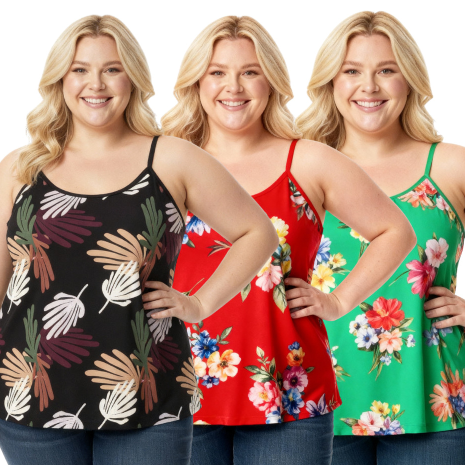 Kit 3 Blusas Plus Size Regata Liganete Estampas Variadas an2