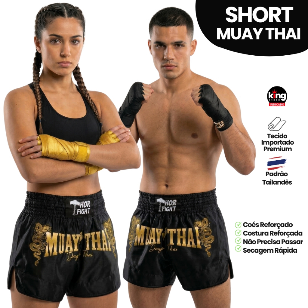 Short Muay Thai Dragon Thai Dourado Unissex Premium Padrão Tailandês Alta Qualidade Treino Luta em Oferta na Shopee