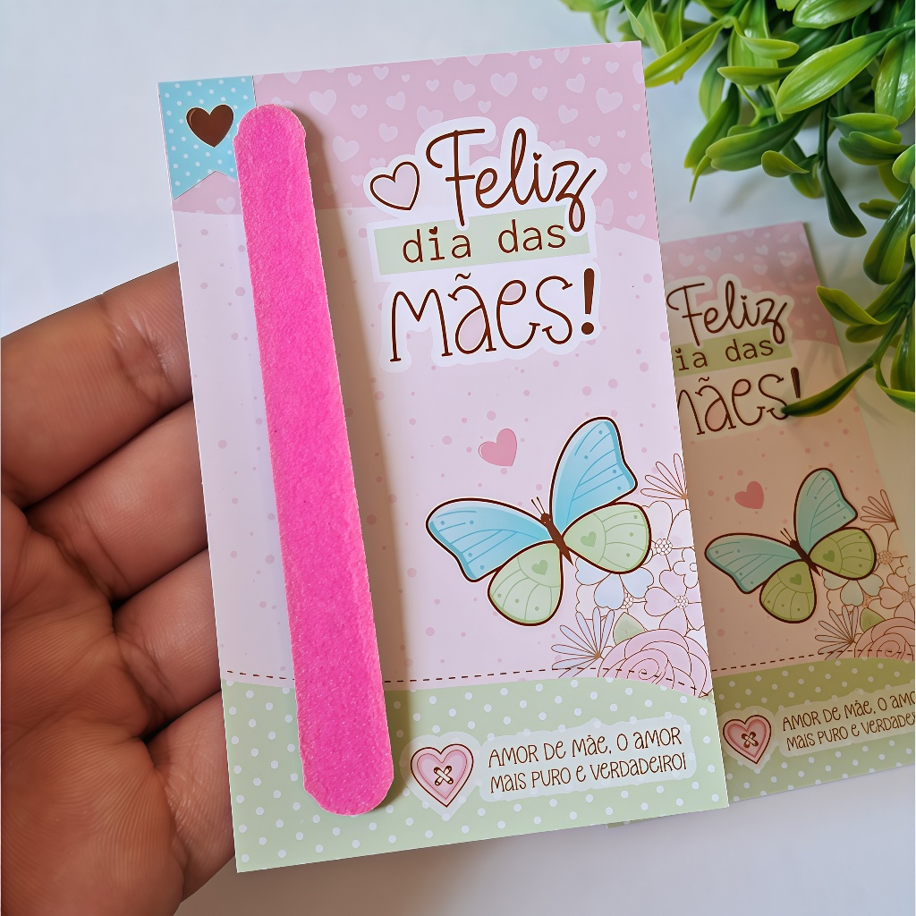 50 Cards Cartões com mini lixa Dia das Mães - Mimos Dia das Mães em Oferta na Shopee