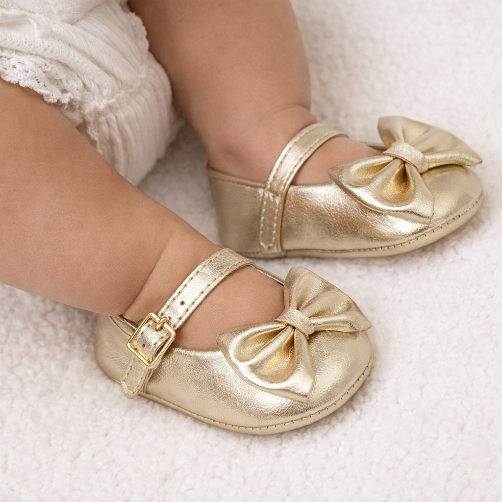 Sapatilha bebê menina dourado do N°13 ao 18