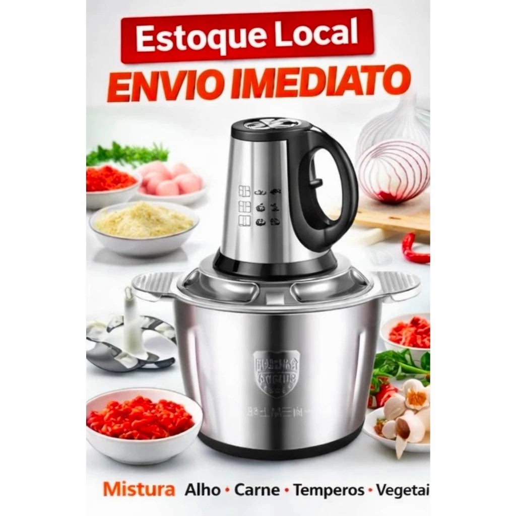 3L Picador De Alimentos Moedor De Carne Mixer Elétrica Processador Cozinha Casa Alho - 110v-220v