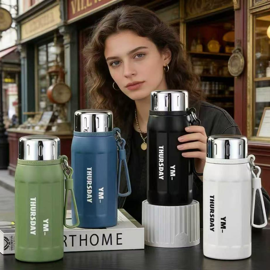 Garrafa térmica portátil de aço inoxidável 304 capacidade 50OML Academia Copo de chá Suco Cor Preto em Oferta na Shopee