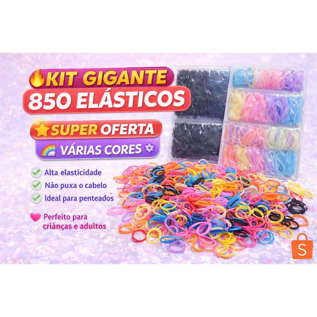 kit 850 Elásticos de cabelo - varias cores.