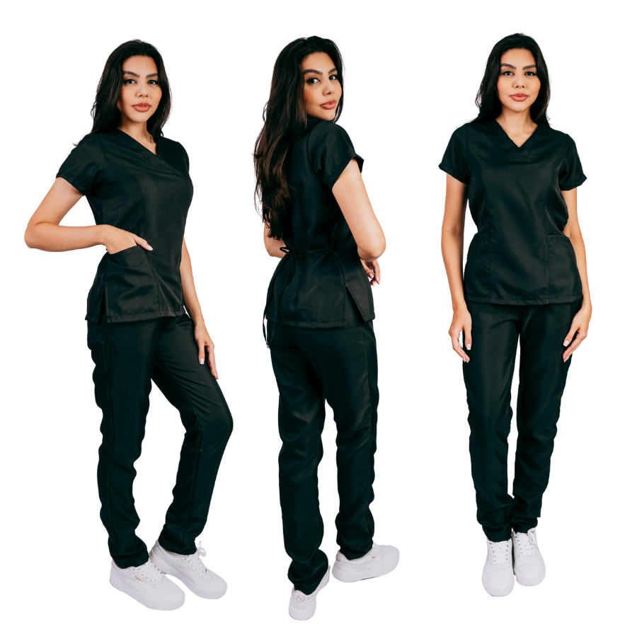 Conjunto Pijama Cirúrgico em Oxford Feminino Acinturado Scrub Privativo Sem Bordado em Oferta na Shopee