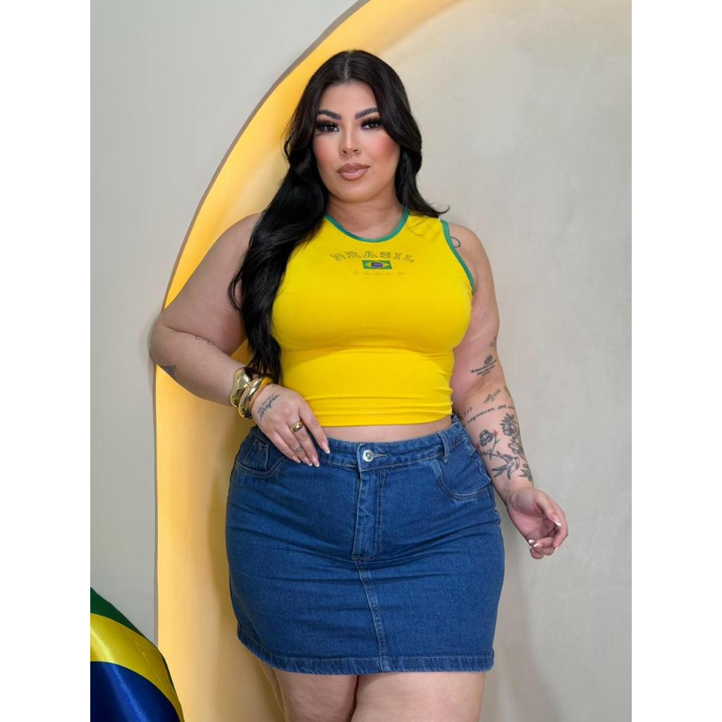 Cropped Suplex Plus Size Brasil Copa Do Mundo 2026 Feminino