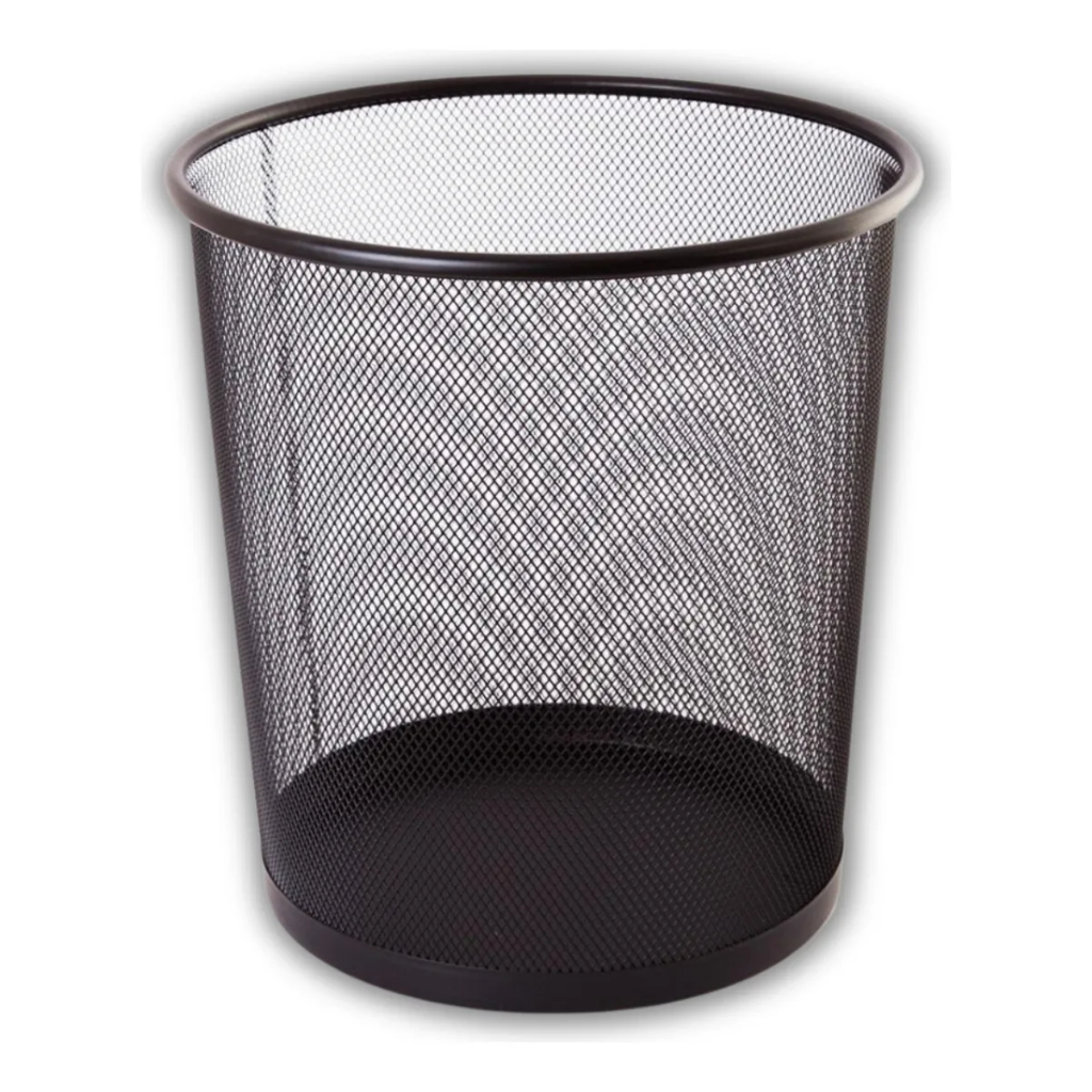 Lixeira de Metal Aramada Telada 10 Litros Preta Cesto de Lixo para Escritório Sala Quarto e Cozinha