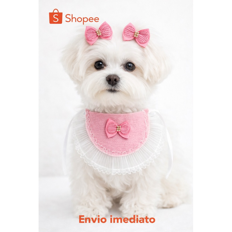 1 conjunto de laços luxo rosa babador pet conjunto laços pet laços para cachorro acessório pet de luxo laço para cães