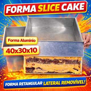 Forma Slice Cake Retangular Alumínio 1 Lateral Removível  40x 30x10 Formas de Bolo em Oferta na Shopee
