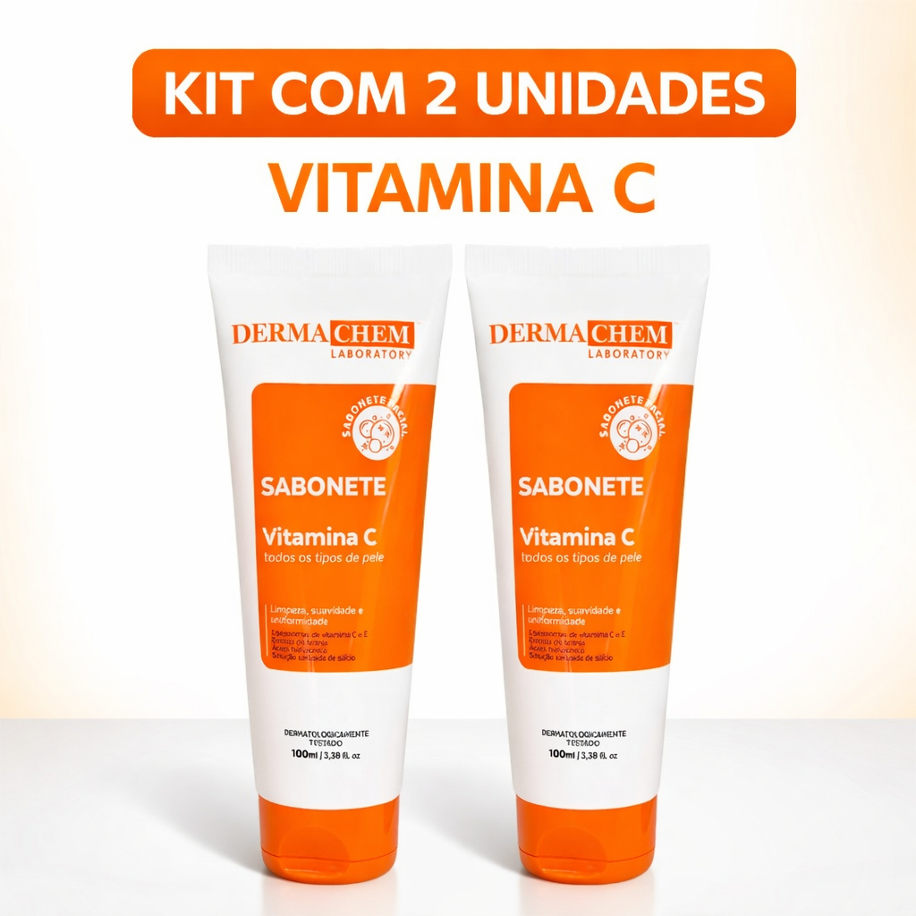 Kit 2 Sabonete Facial Vitamina C 100ml Limpeza de Pele Skincare Rosto