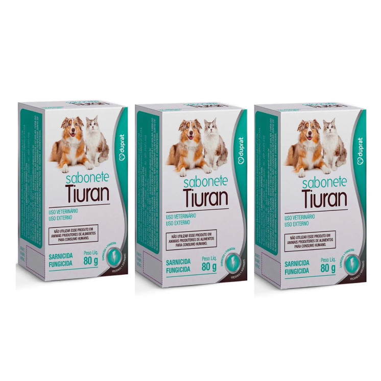 KIT C/3 UND TIURAN 80G SABONETE SARNICIDA E FUNGICIDA - DUPRAT USO VET