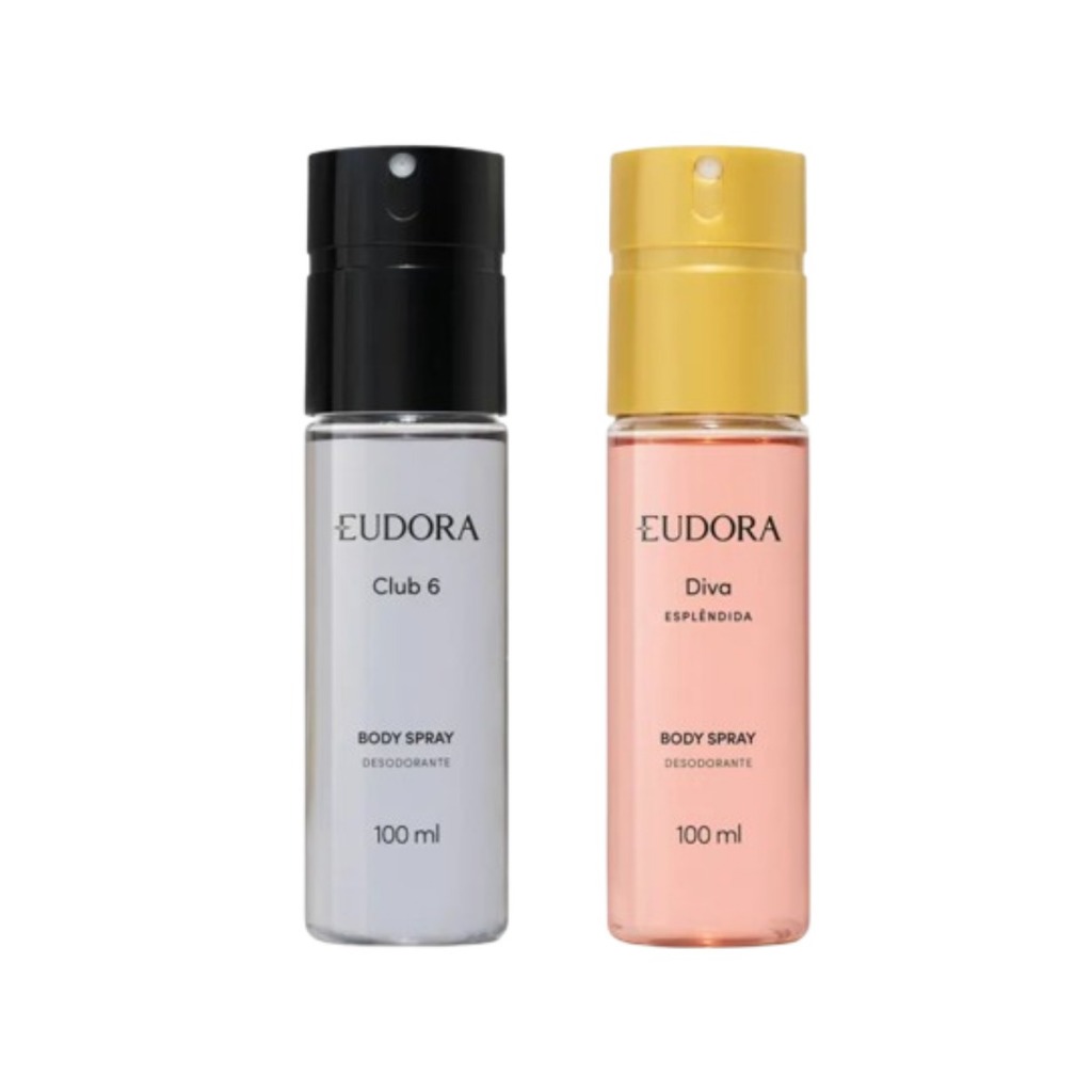 Combo Eudora: Body Spray Club 6 100ml + Body Spray Diva Esplendida 100ml