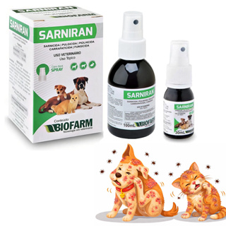 Sarniran Sarnicida Spray 30ml e 100ml para Cães e Gatos Antiparasitário Carrapaticida em Oferta na Shopee