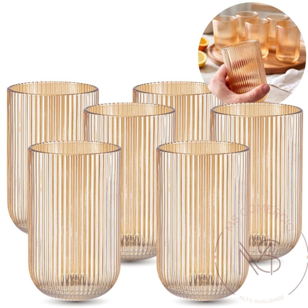 Jogo Copos Canelado e  Taças Versalhes Clear Jogo Com 6 ou 12 Peças em Oferta na Shopee