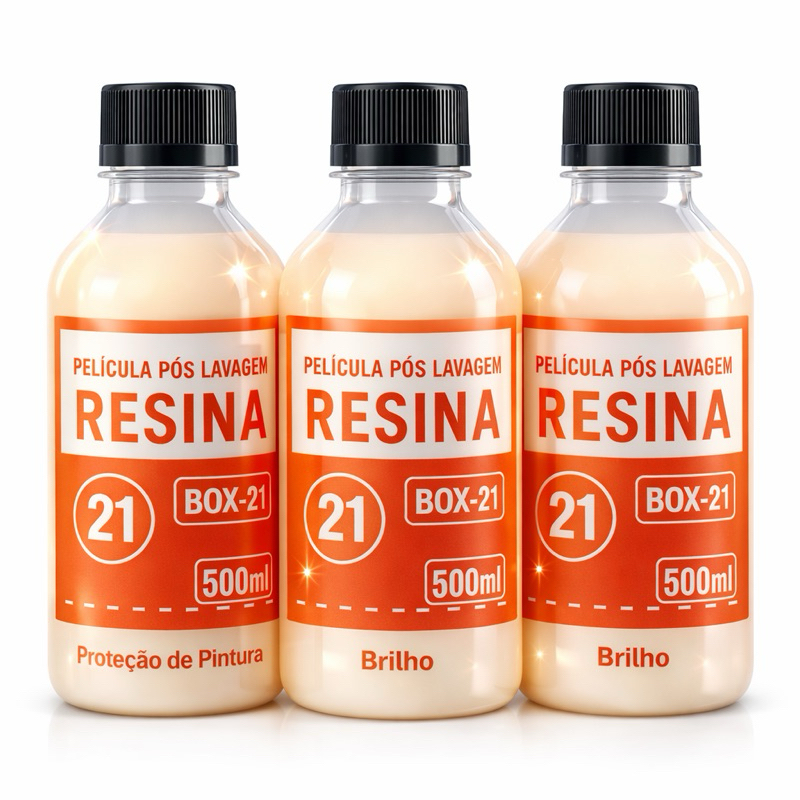 Kit 3 Resina Pós Lavagem Auto Brilho Box21 500ml