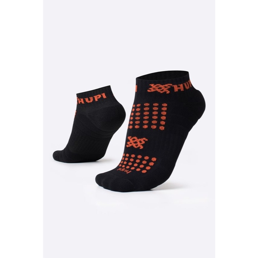 Meia Curta para Corrida HUPI - Running Pro Preto/Laranja