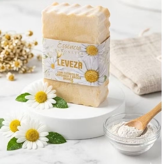 Sabonete para Pele Sensível Acalma e Clareia Natural Camomila e Argila Branca 110g