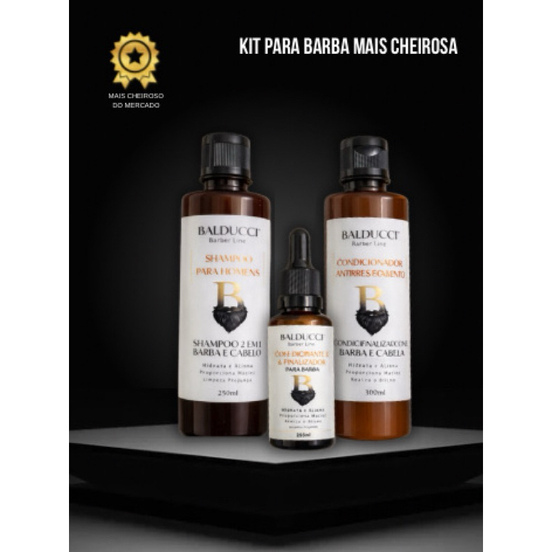 Produtos para Barba Masculina Kit Completo Shampoo Condicionador Balm e Óleo