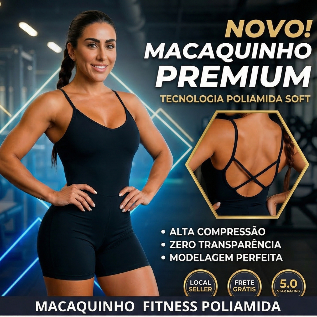 Modelador Macaquinho Academia Feminino Curto Alta Compressão Short Poliamida