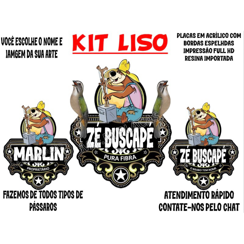 Kit De Placa Gaiola Resinadas Em Acrílico Coleiro Trinca ferro PapaCapim Pássaros Diversos