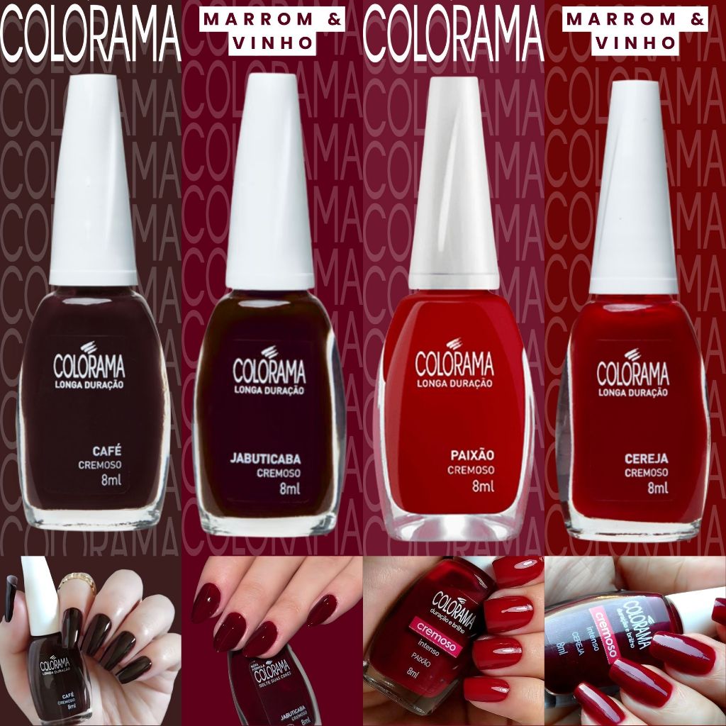 Kit 4 Esmaltes Colorama Marrons Terrosos e Vinhos Esmalte Atacado em Oferta na Shopee
