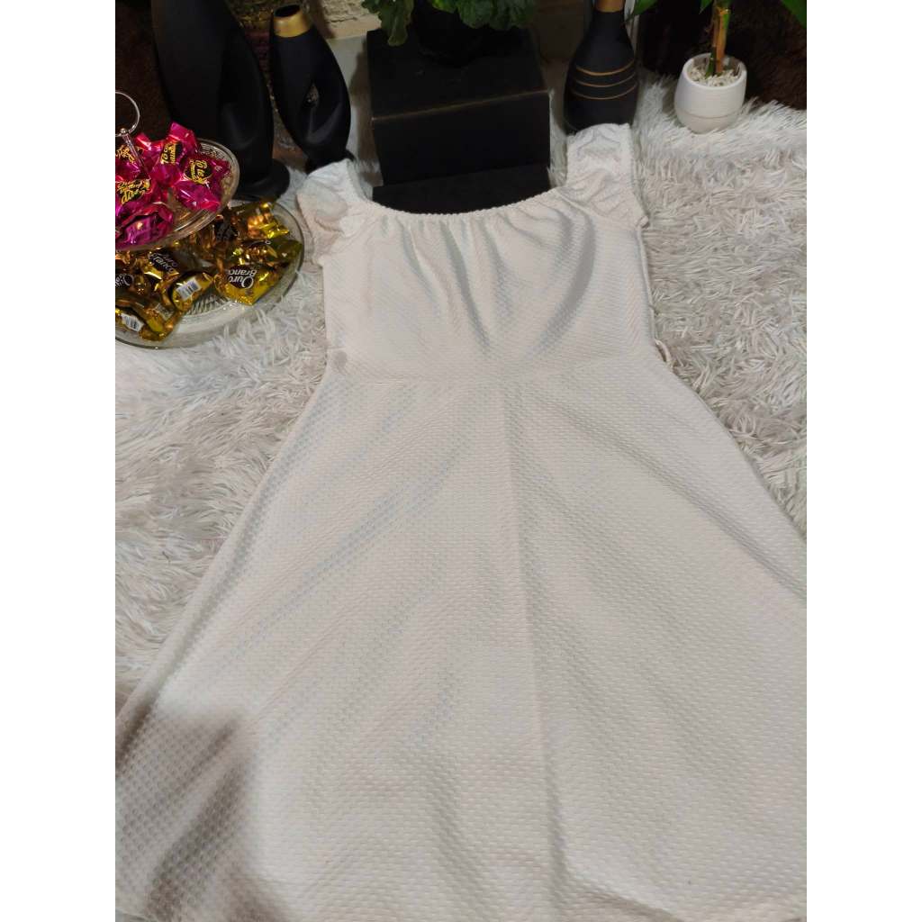 Vestido Juvenil Feminino, Modelo Manga Curta, Ciganinha Gorgurinho Branco, Tam: 14- P, Marca: Bethy.bethy